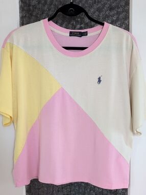 Polo by Ralph Lauren Pastel Colorblock Tee - Pink, Yellow, Cream